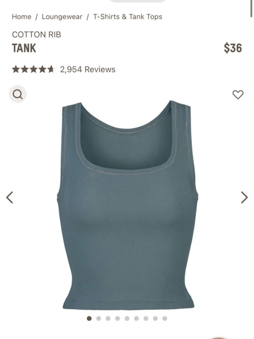 Skims cotton rib tank in kyanite